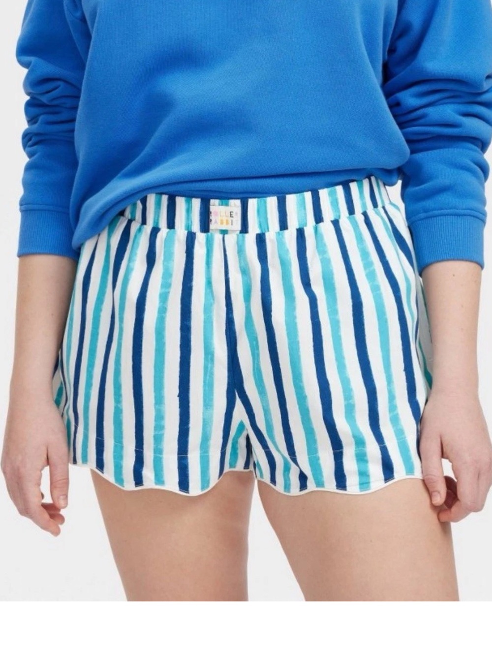 Roller Rabbit x Target Women's Multi Stripe Poplin Boxer Shorts Blue size XXL